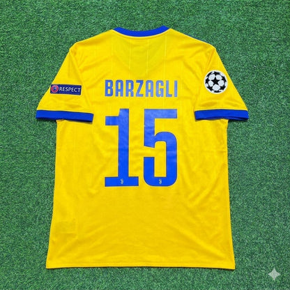 Andrea Barzagli Juventus 2017-2018 Yellow Retro Football Jersey Kit