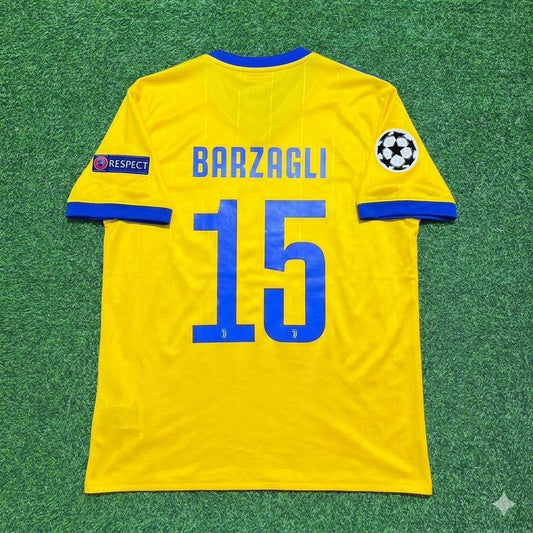 Andrea Barzagli Juventus 2017-2018 Yellow Retro Football Jersey Kit