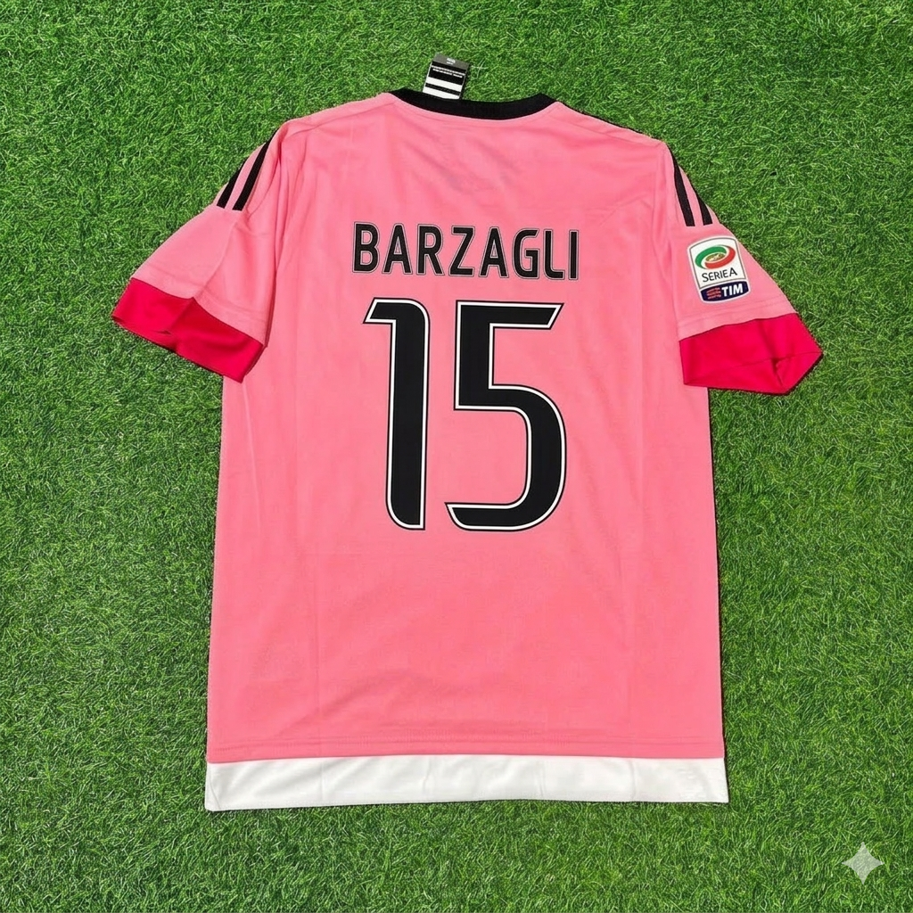 Andrea Barzagli Juventus Retro Pink 2015-2016 Football Jersey