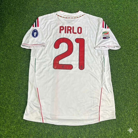 Andrea Pirlo #21 Milan 2011-2012 White Away Retro Football Jersey Kit