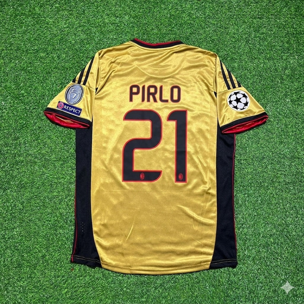 Andrea Pirlo #21 AC Milan Gold Retro Football Jersey