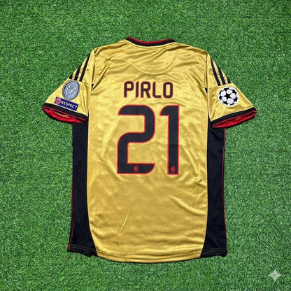 Andrea Pirlo #21 AC Milan Gold Retro Football Jersey