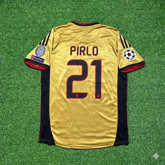Andrea Pirlo #21 AC Milan Gold Retro Football Jersey