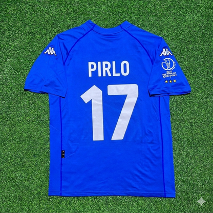 Italy World Cup 2002 Andrea Pirlo #17 Home Retro Football Jersey