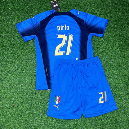 Italy World Cup 2006 Andrea Pirlo Final Retro Kids Football Jersey