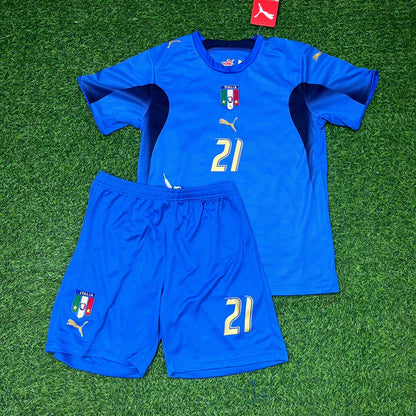 Italy World Cup 2006 Andrea Pirlo Final Retro Kids Football Jersey