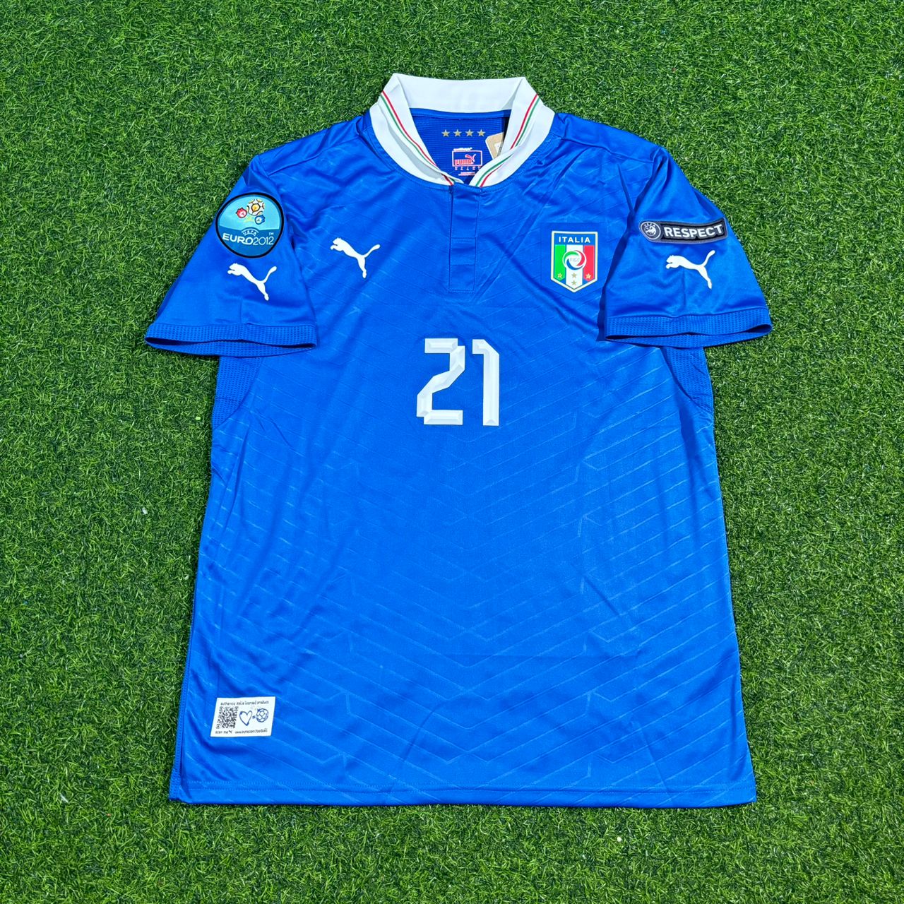 Italy EURO 2012 Andrea Pirlo 21- Retro Home Football Jersey