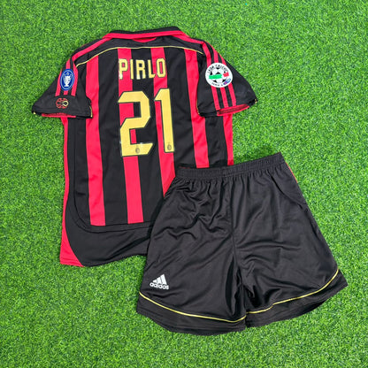 Andrea Pirlo Milan 2006/2007 Retro Kids Football Jersey Kit