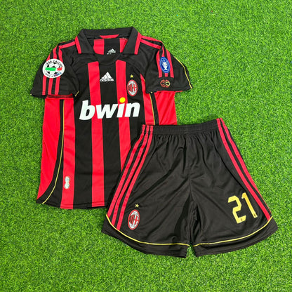 Andrea Pirlo Milan 2006/2007 Retro Kids Football Jersey Kit