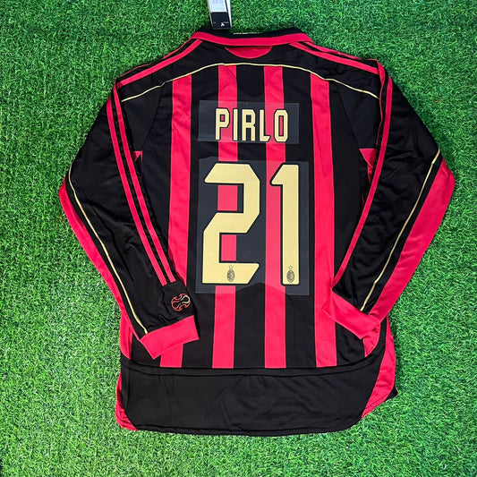 Milan Andrea Pirlo 2006 2007 Retro Long Sleeve Jersey Maillot Trikot Maglia Soccer Kit
