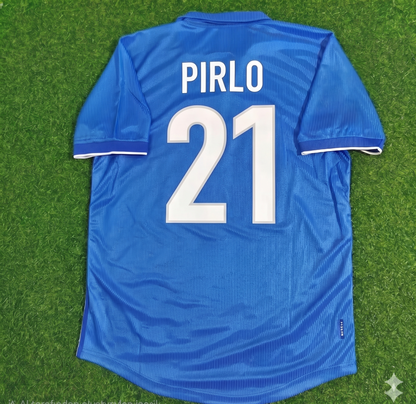 Andrea Pirlo Italy Home Blue Retro Football Jersey Kit