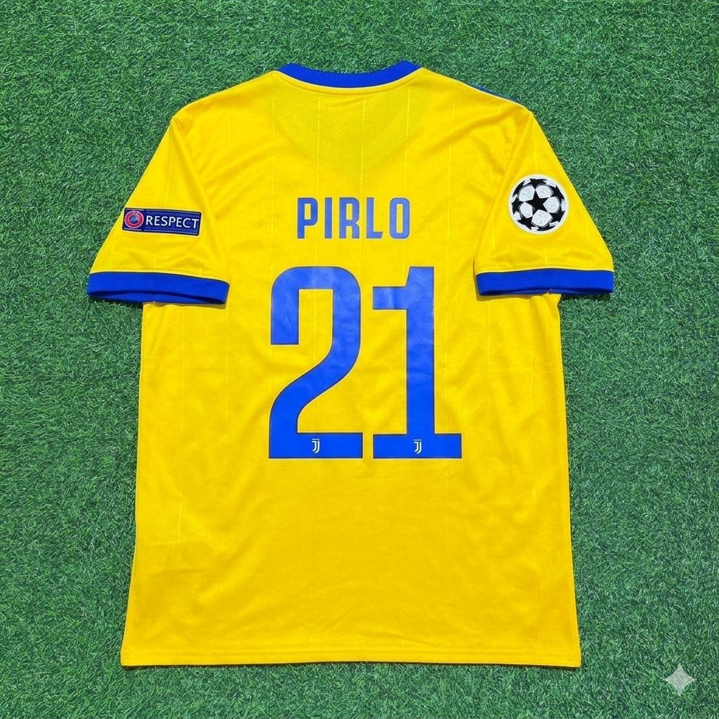 Andrea Pirlo Juventus Yellow Retro Football Jersey Kit