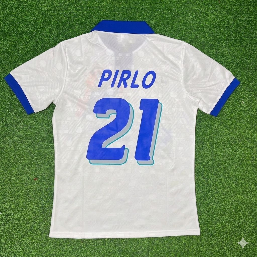 Andrea Pirlo Italy White Retro Football Jersey