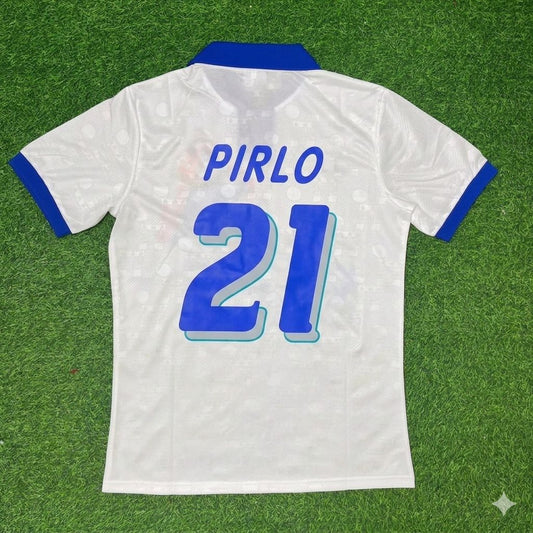 Andrea Pirlo Italy White Retro Football Jersey