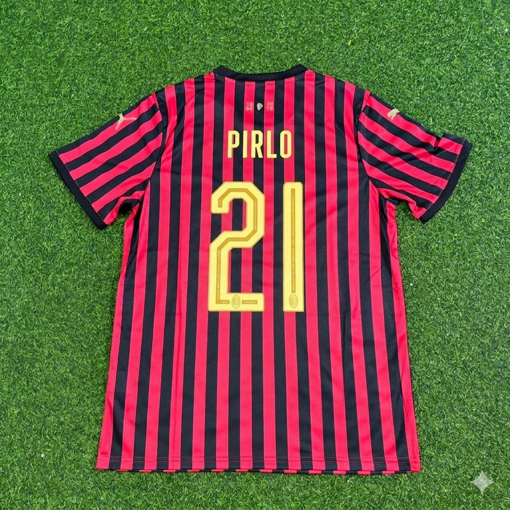 Andrea Pirlo AC Milan 120th Anniversary Special Golden Retro Football Jersey Kit