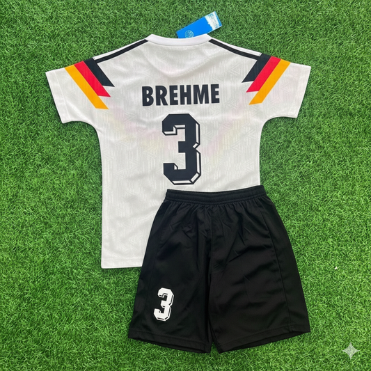 Germany World Cup 1990 Andreas Brehme 3- Deutschland Retro Kids Football Jersey - Deutschland Retro Kinder WM 1990