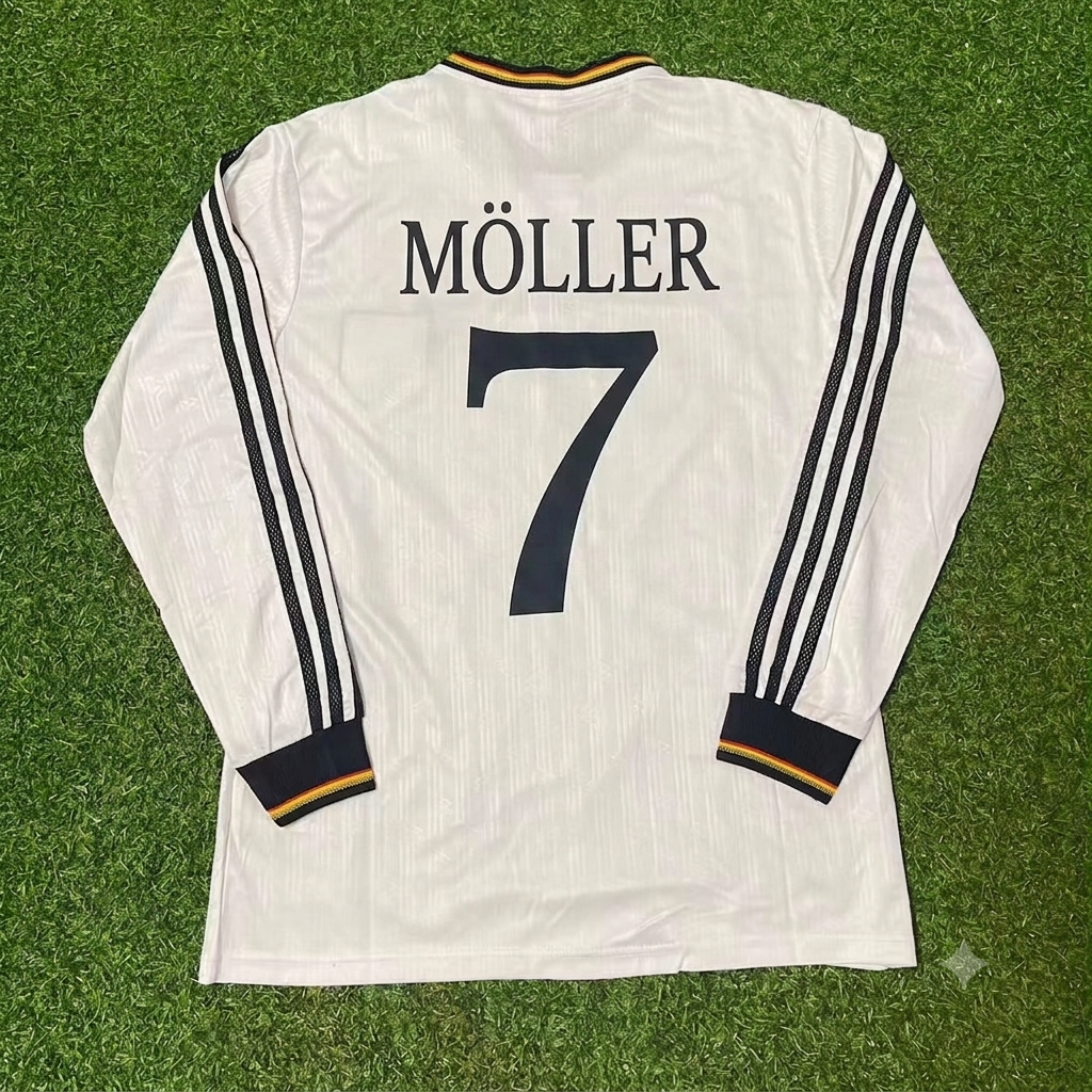 Germany EURO 1996 Andreas Möller #7 Final Home Long Sleeve Retro Football Jersey Kit