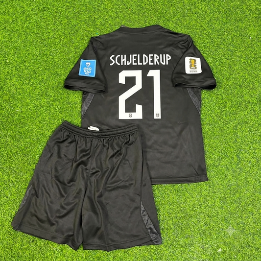 Norway World Cup 2026 Andreas Schjelderup #21 Black Away Kids Football Jersey