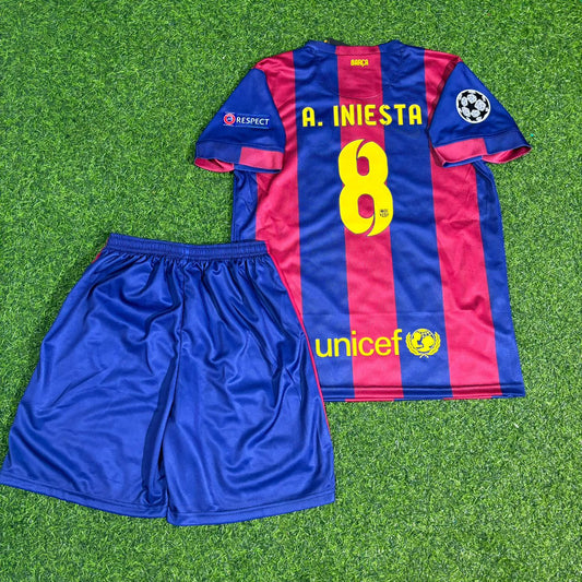 Andres Iniesta #8 Barcelona 2015 Champions League Final Kids Retro Football Jersey