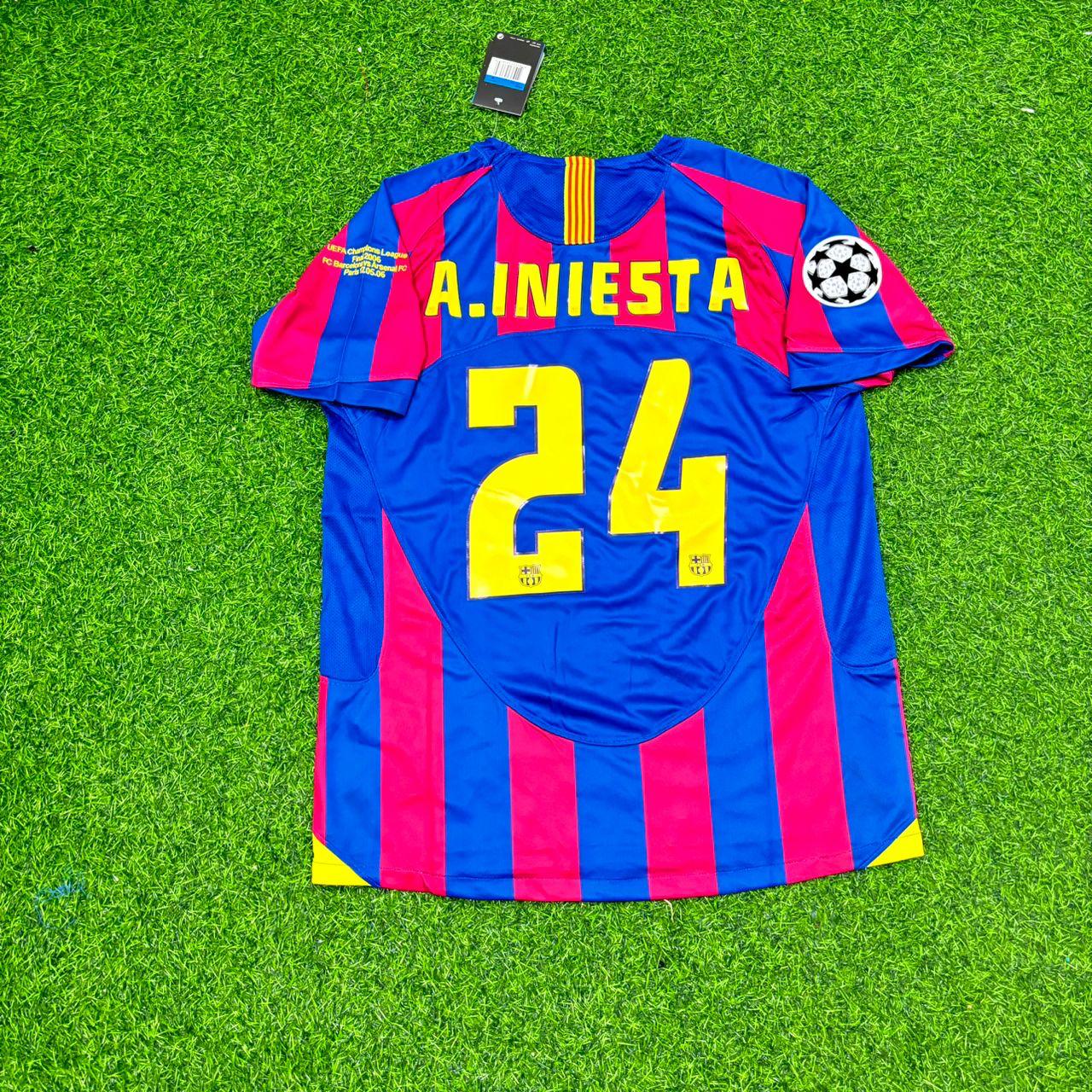 Andres Iniesta Barcelona 2006 Final Retro Short Sleeve Football Jersey Kit