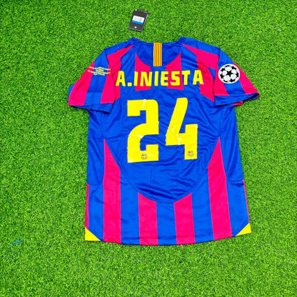 Andres Iniesta Barcelona 2006 Final Retro Short Sleeve Football Jersey Kit