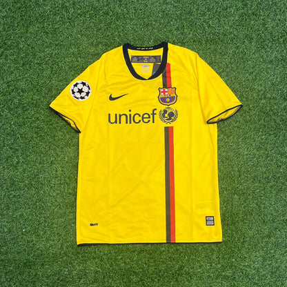 Andres Iniesta 2008/09 Barcelona Yellow Retro Football Jersey