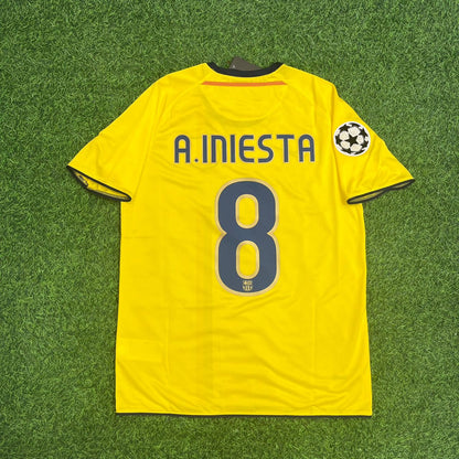 Andres Iniesta 2008/09 Barcelona Yellow Retro Football Jersey