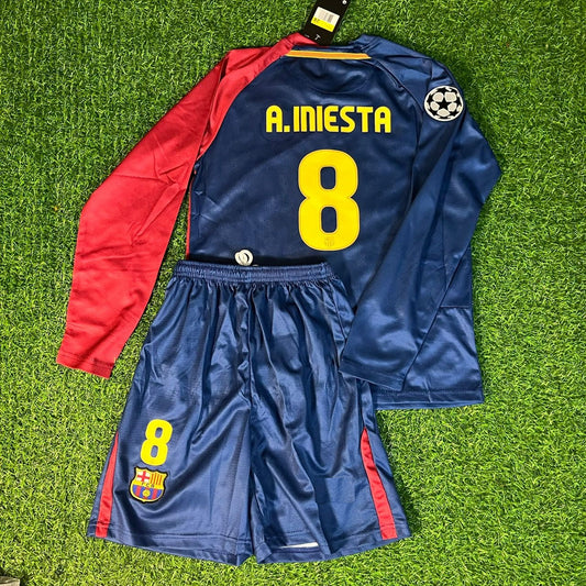8 Andrés Iniesta – Barcelona 2009 UEFA Champions League Final Retro Kit Jersey – | Trikot | Maillot Soccer Kit