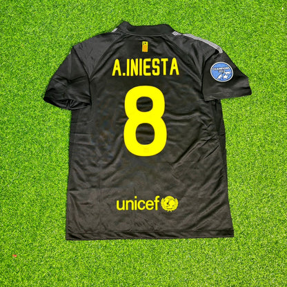 Andres Iniesta Black Barcelona 2011/12 Retro Kit Shirt Football Jersey