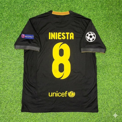 Andrés Iniesta #8 Barcelona 2013-2014 Black Retro Football Jersey Kit