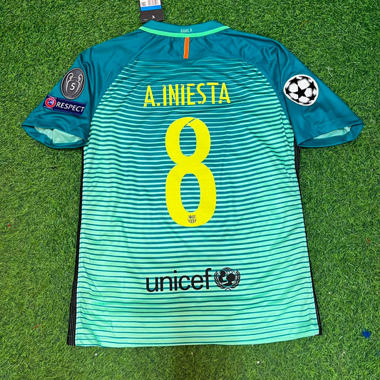 Barcelona Andrés Iniesta #8 2016/17 Away Retro Football Jersey