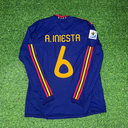Spain World Cup 2010 Andrés Iniesta Final Long Sleeve Retro Football Jersey
