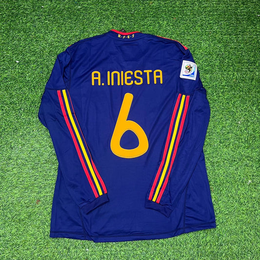 Spain World Cup 2010 Andrés Iniesta Final Long Sleeve Retro Football Jersey
