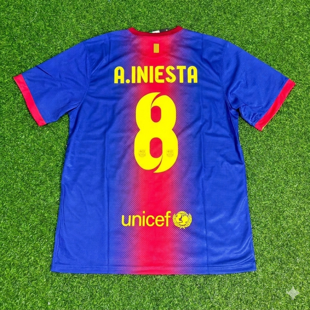 Andres Iniesta Barcelona 2012/2013 Retro Home Football Jersey Kit