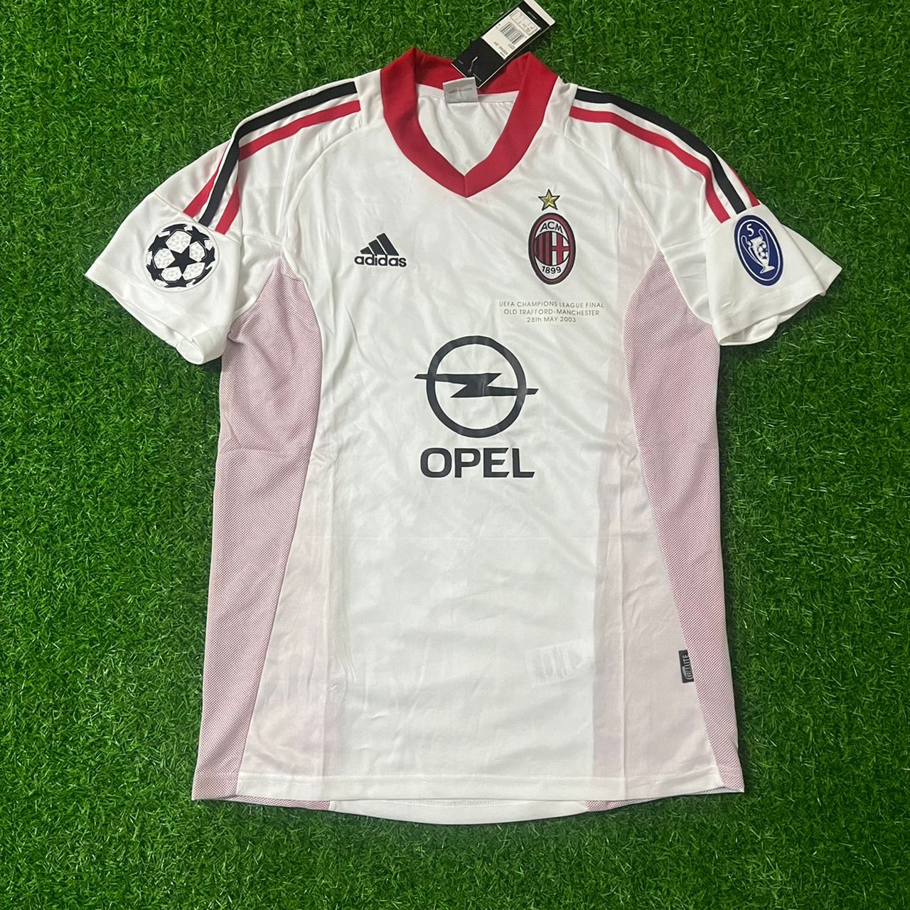 Jon Dahl Tomasson AC Milan 2003 Champions League Final Old Trafford White Retro Football Jersey