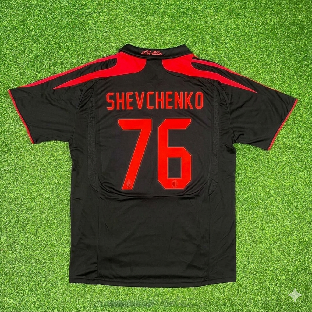 Andriy Shevchenko AC Milan Black Retro Third Football Jersey Kit