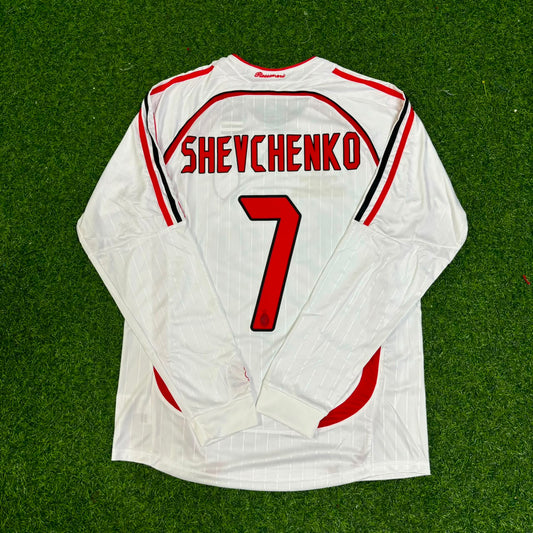 Andriy Shevchenko #7 AC Milan Away White Long Sleeve Retro Football Jersey