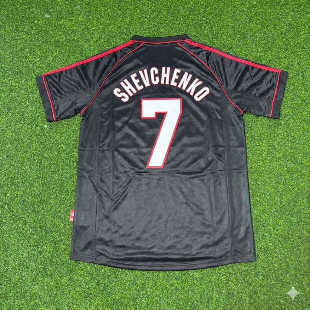 Andriy Shevchenko #7 AC Milan 1998-1999 Black Retro Football Jersey Kit