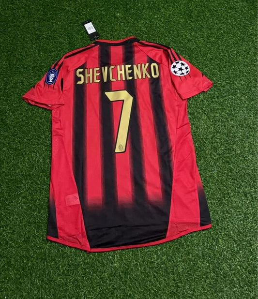 Andriy Shevchenko 7 Milan 2004/05 Red & Black Home Retro Football Jersey Kit