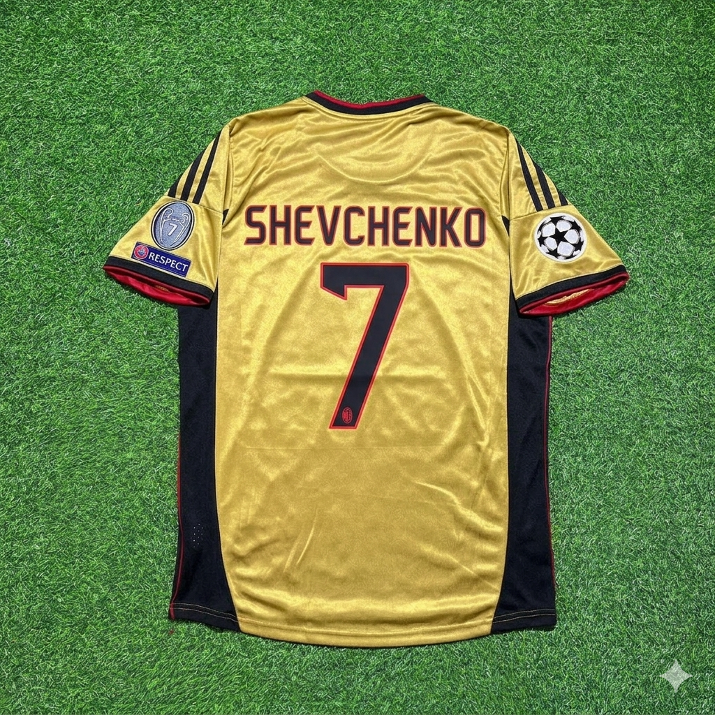 Andriy Shevchenko #7 AC Milan Gold Retro Football Jersey