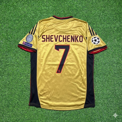 Andriy Shevchenko #7 AC Milan Gold Retro Football Jersey
