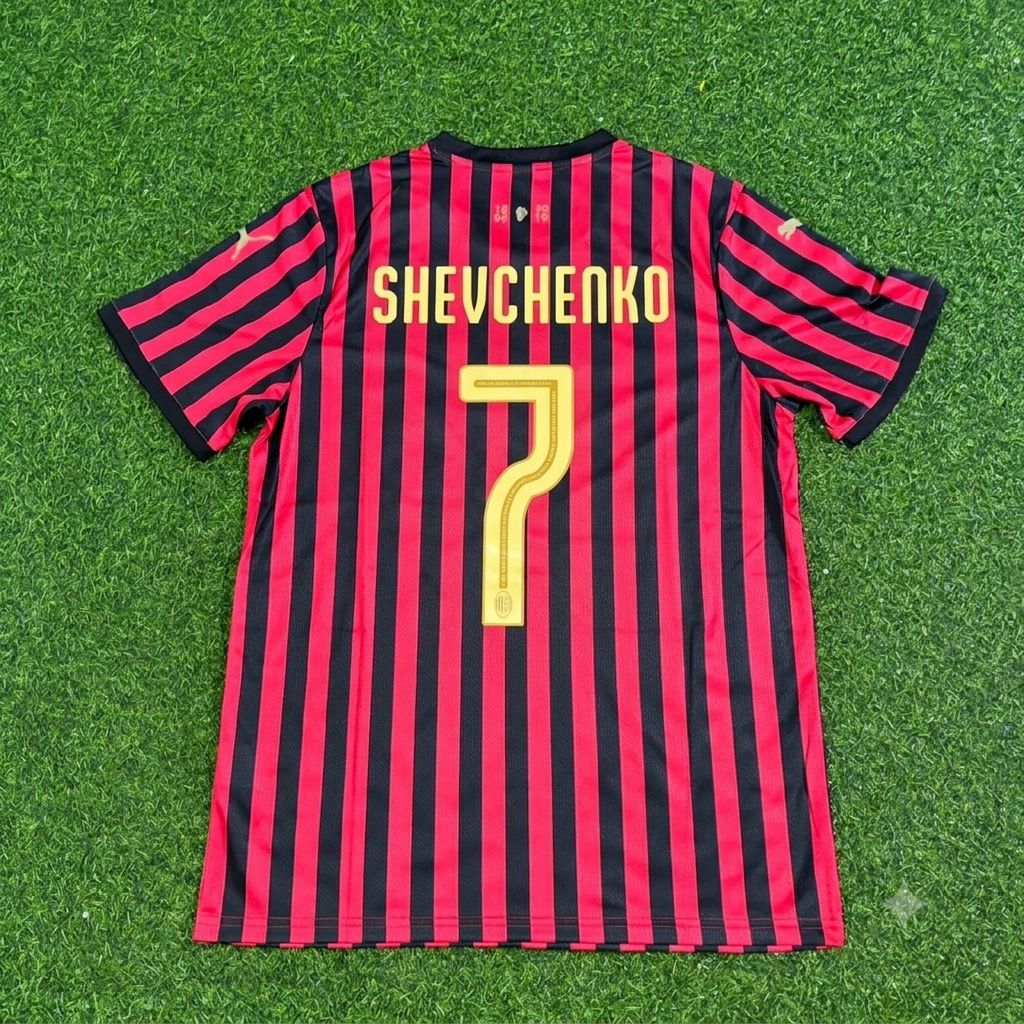 Andriy Shevchenko AC Milan 120th Anniversary Special Golden Retro Football Jersey Kit