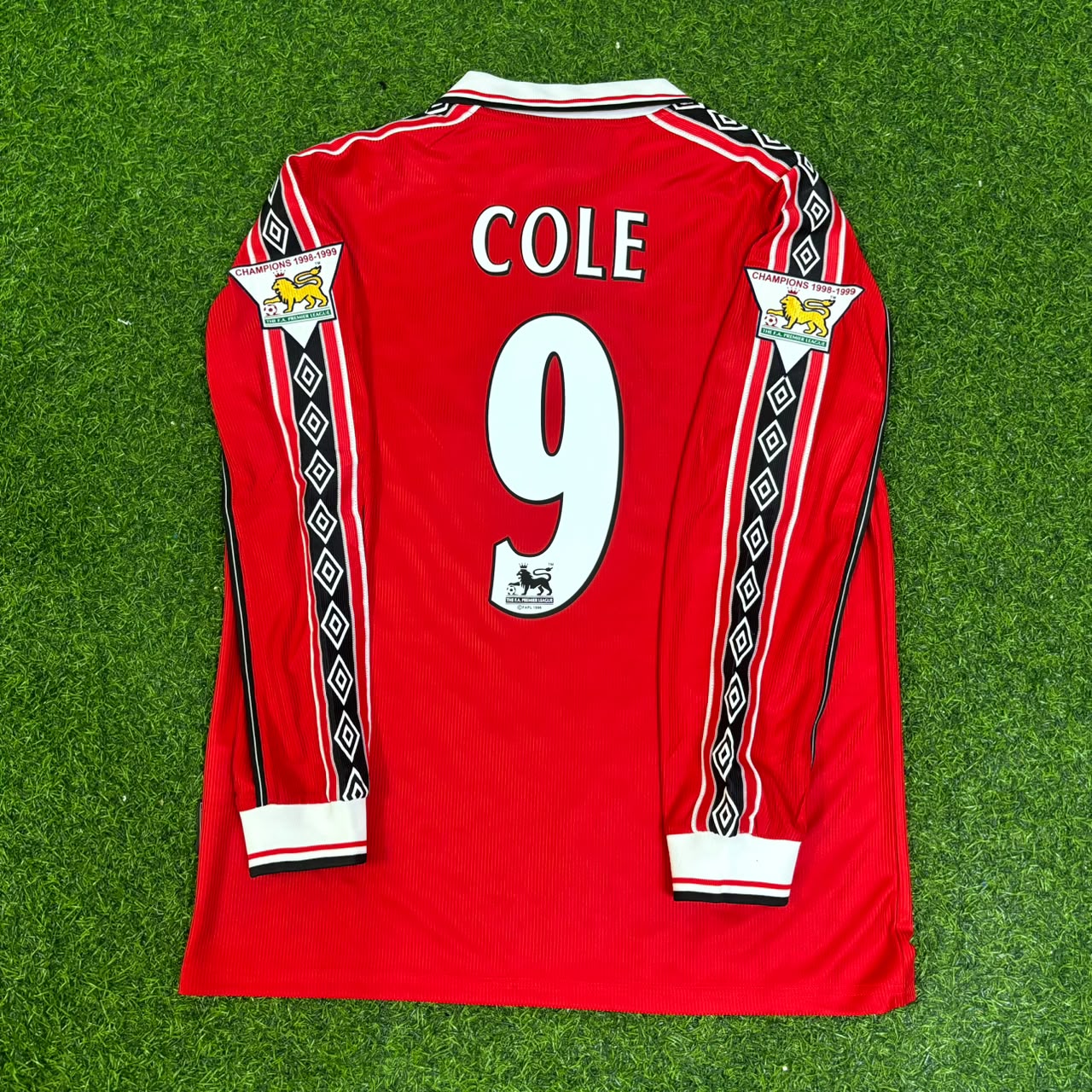 Andy Cole 9 - Manchester United 1999 Red Long Sleeve Football Jersey Kit