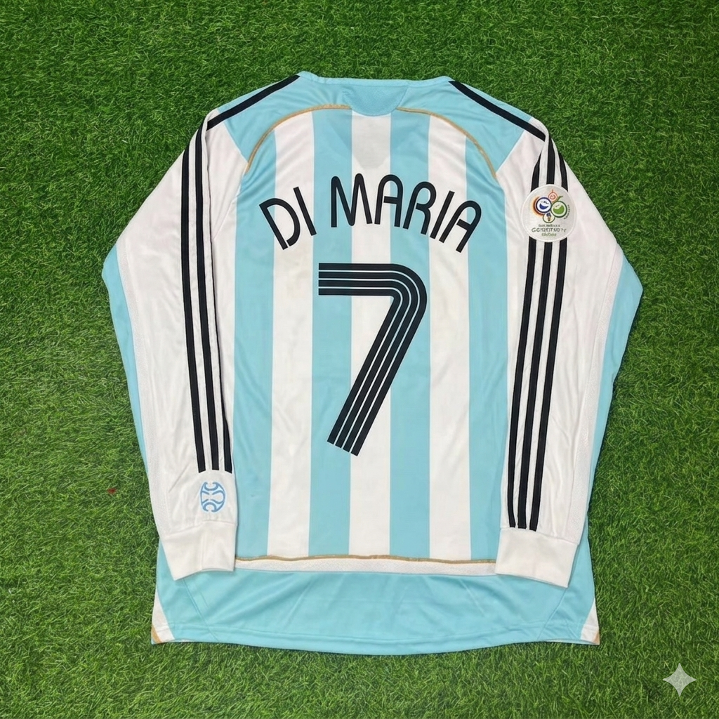 Argentina World Cup 2006 Ángel Di María #7 Retro Long Sleeve Football Jersey