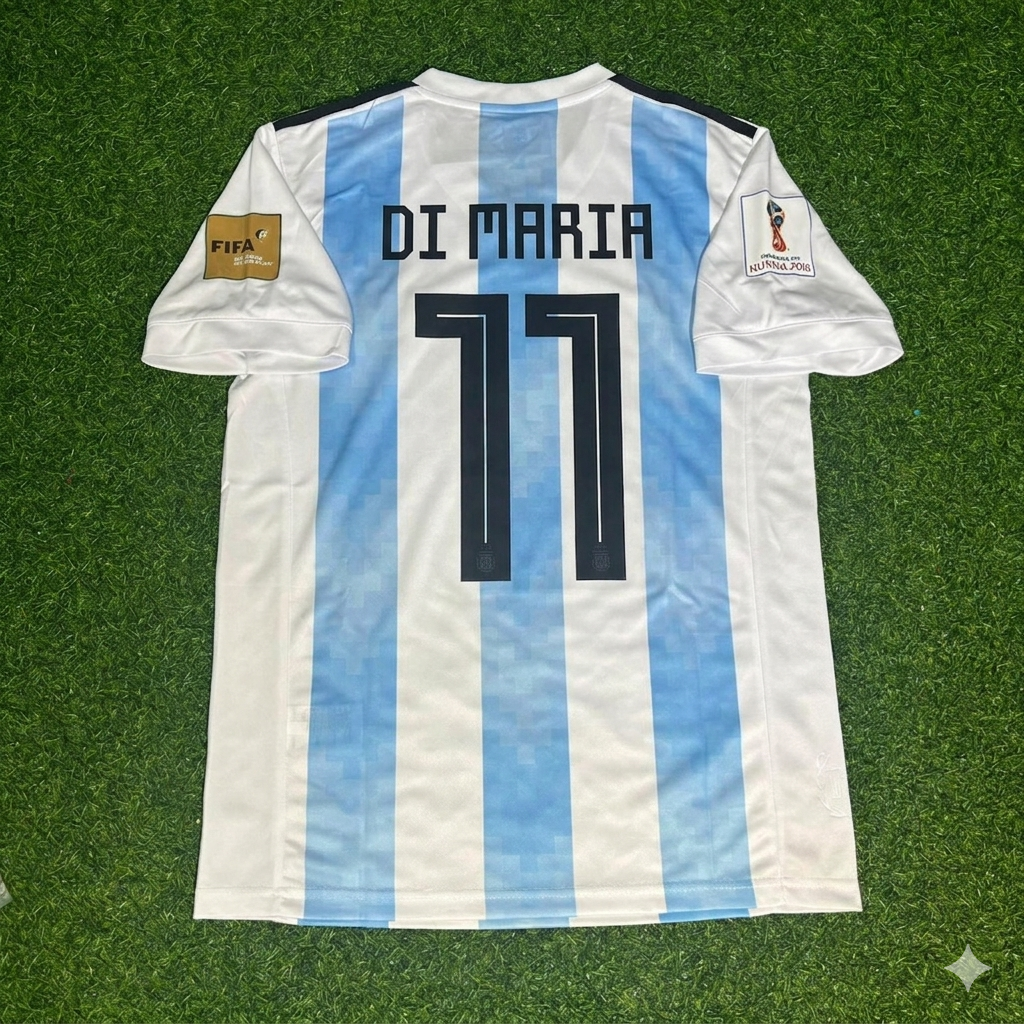 Argentina World Cup 2018 Ángel Di María #11 Home Retro Football Jersey