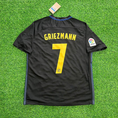 Antoine Griezmann 7 Atletico Madrid 2016/17 Black Away Retro Football Jersey Kit