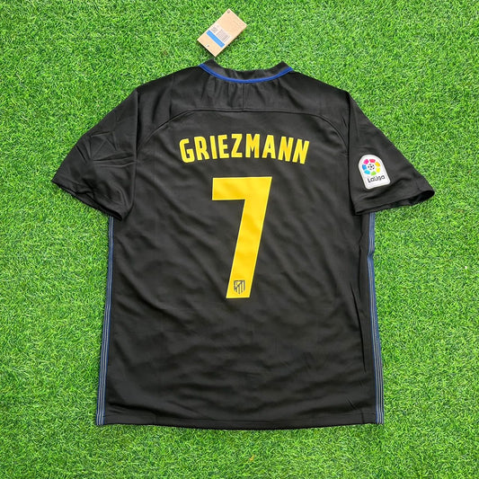 Antoine Griezmann 7 Atletico Madrid 2016/17 Black Away Retro Football Jersey Kit
