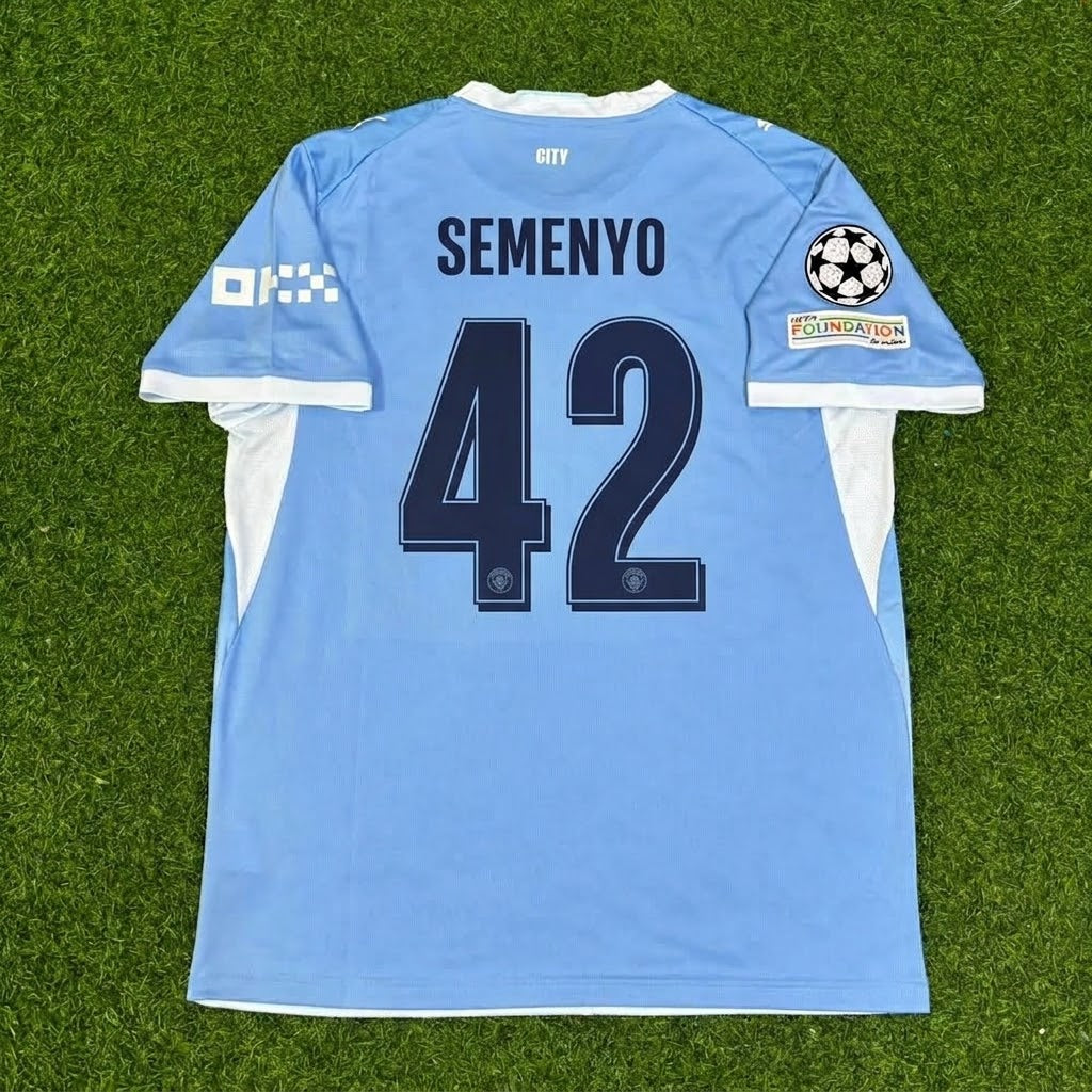 Antoine Semenyo #42 Manchester City 2026-27 Home Champions League Patch Football Jersey
