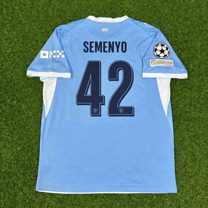 Antoine Semenyo #42 Manchester City 2026-27 Home Champions League Patch Football Jersey