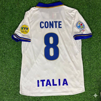 Italy EURO 1996 Antonio Conte #8 White Retro Football Jersey